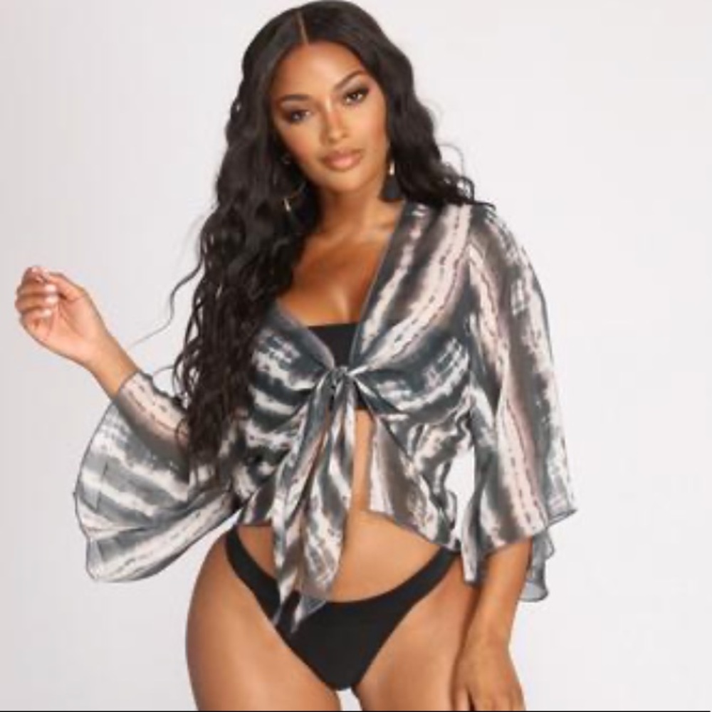 Windsor tie front kimono crop
